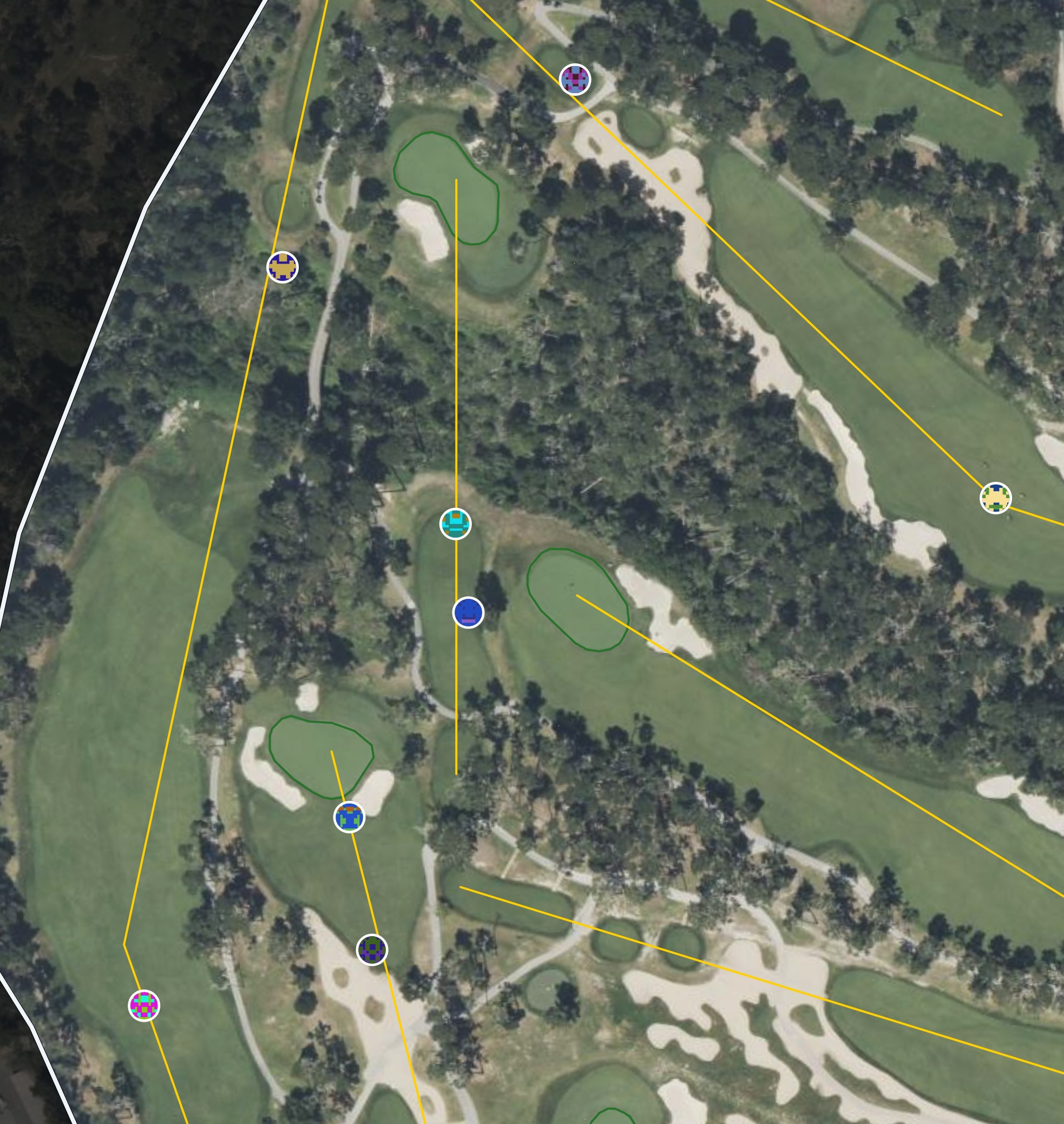 Course map showing anonymous live player locations